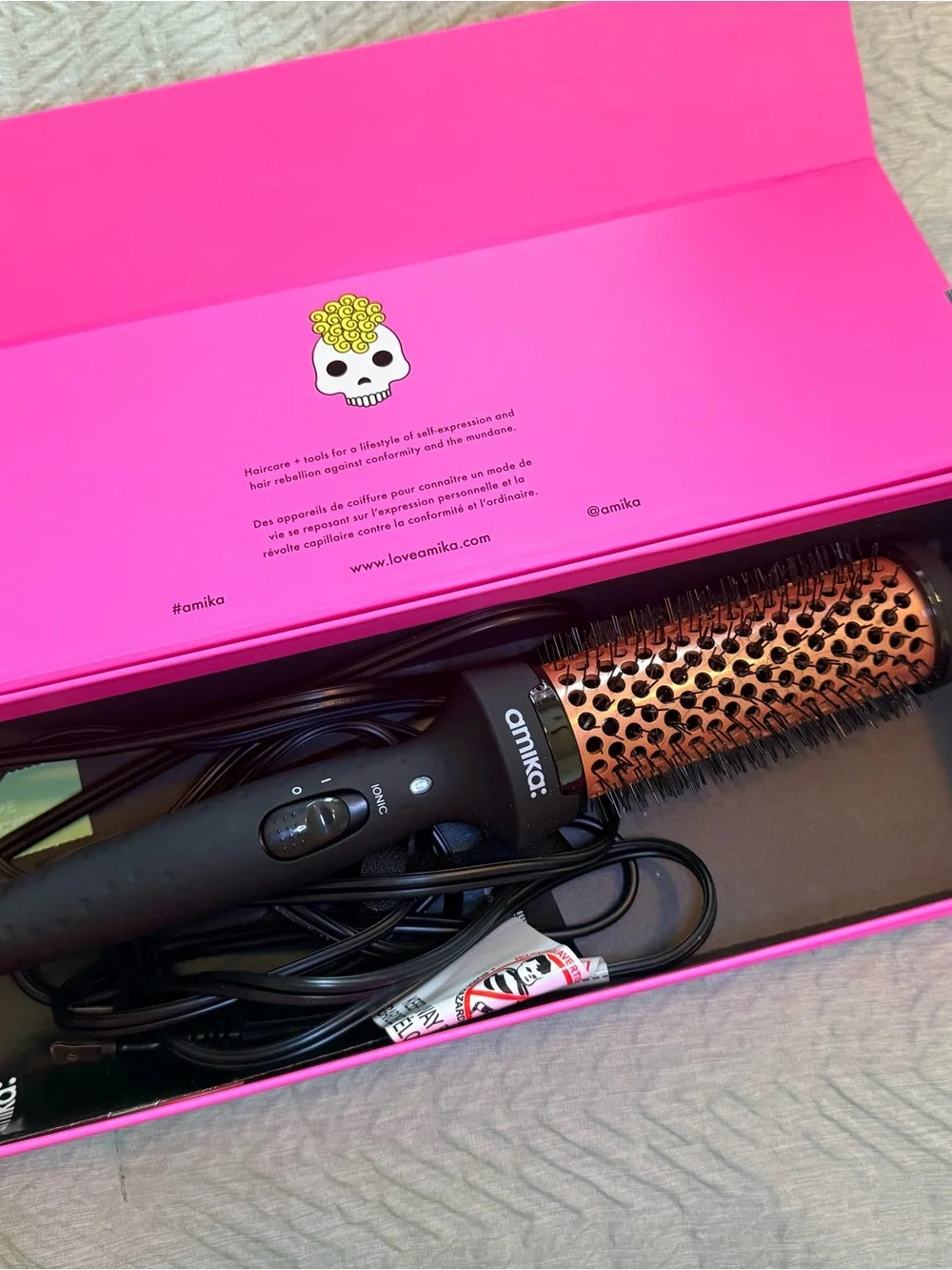 amika Round Thermal Styling Brush — Black and Gold Barrel